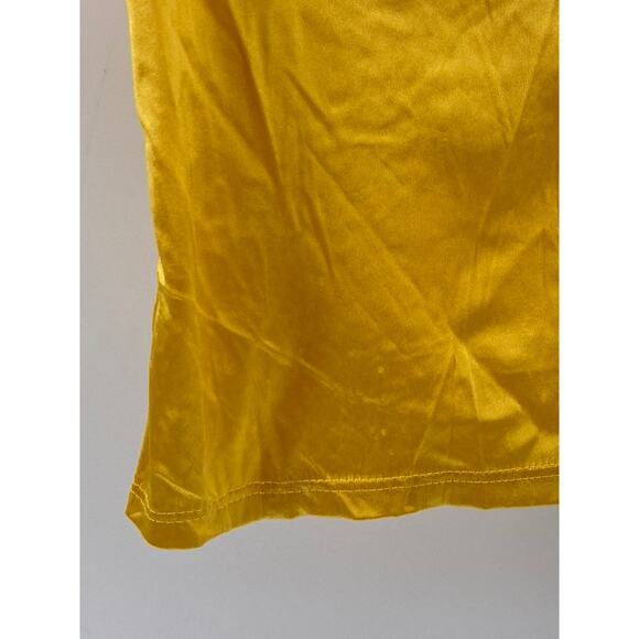 COOLWEAR USA Women's Yellow-Black Shiny Crewneck Short Sleeve Cropped Top SZ L - Picture 6 of 9